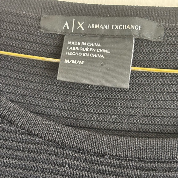 Armani Exchange Black Ribbed Knit Long Sleeve Dress Size M - Picture 4 of 13